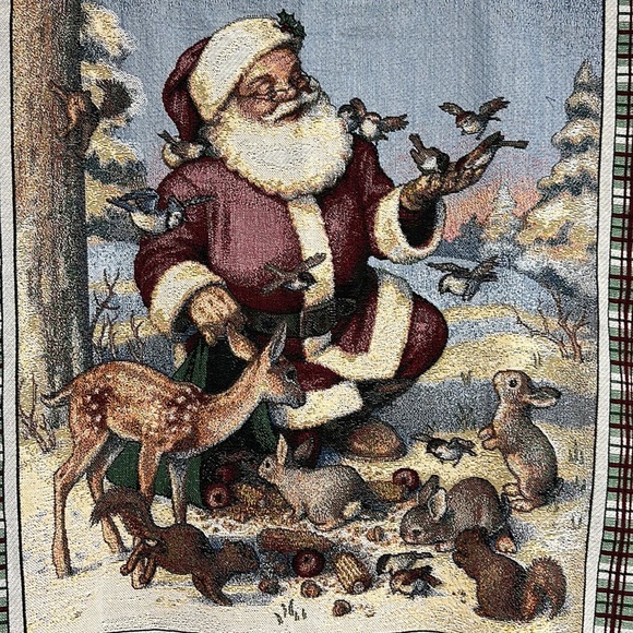 Vintage Christmas Santa Holiday Tapestry Blanket - Picture 2 of 4